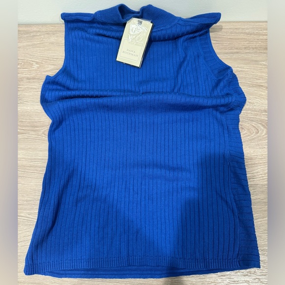 Dana Buchman Sleeveless Cobalt Blue Acrylic Mockneck Top Size S New With Tags - Picture 5 of 14